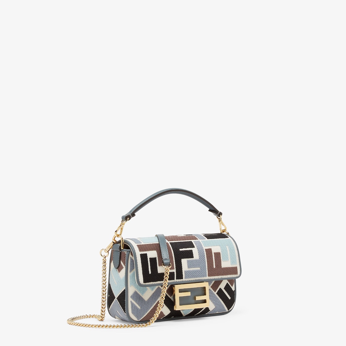 Baguette Mini Canvas Bag With Multicolor FF Embroidery - Image 2